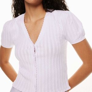 Aritzia Wilfred Light Purple Short Sleeve Cardigan